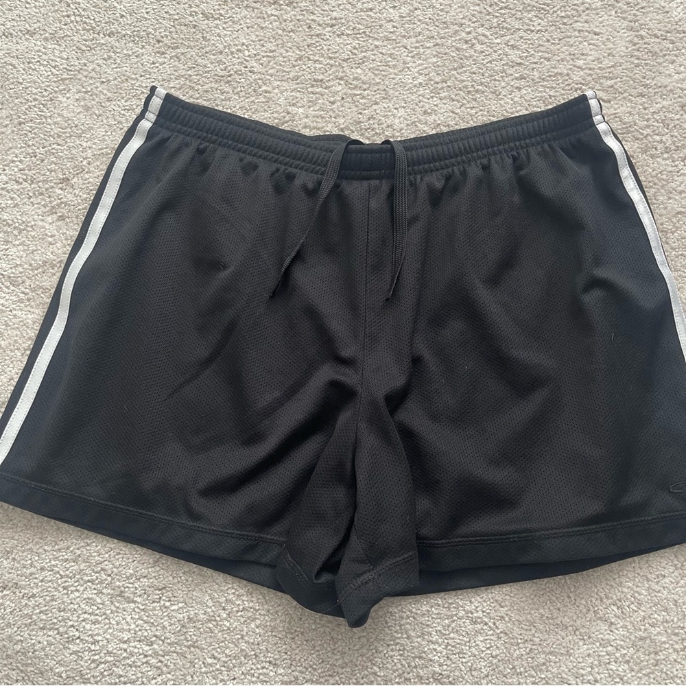 Champion Black Athletic Shorts with White Stripes